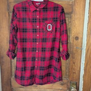 Ohio State Women's Red Plaid Pajama Top